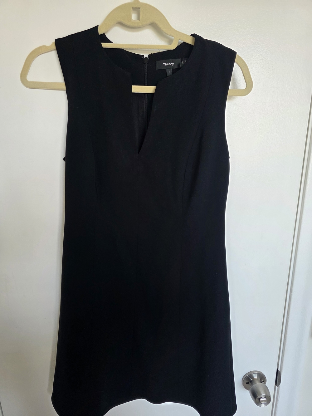 Theory Black Sleeveless V-Neck Shift Dress